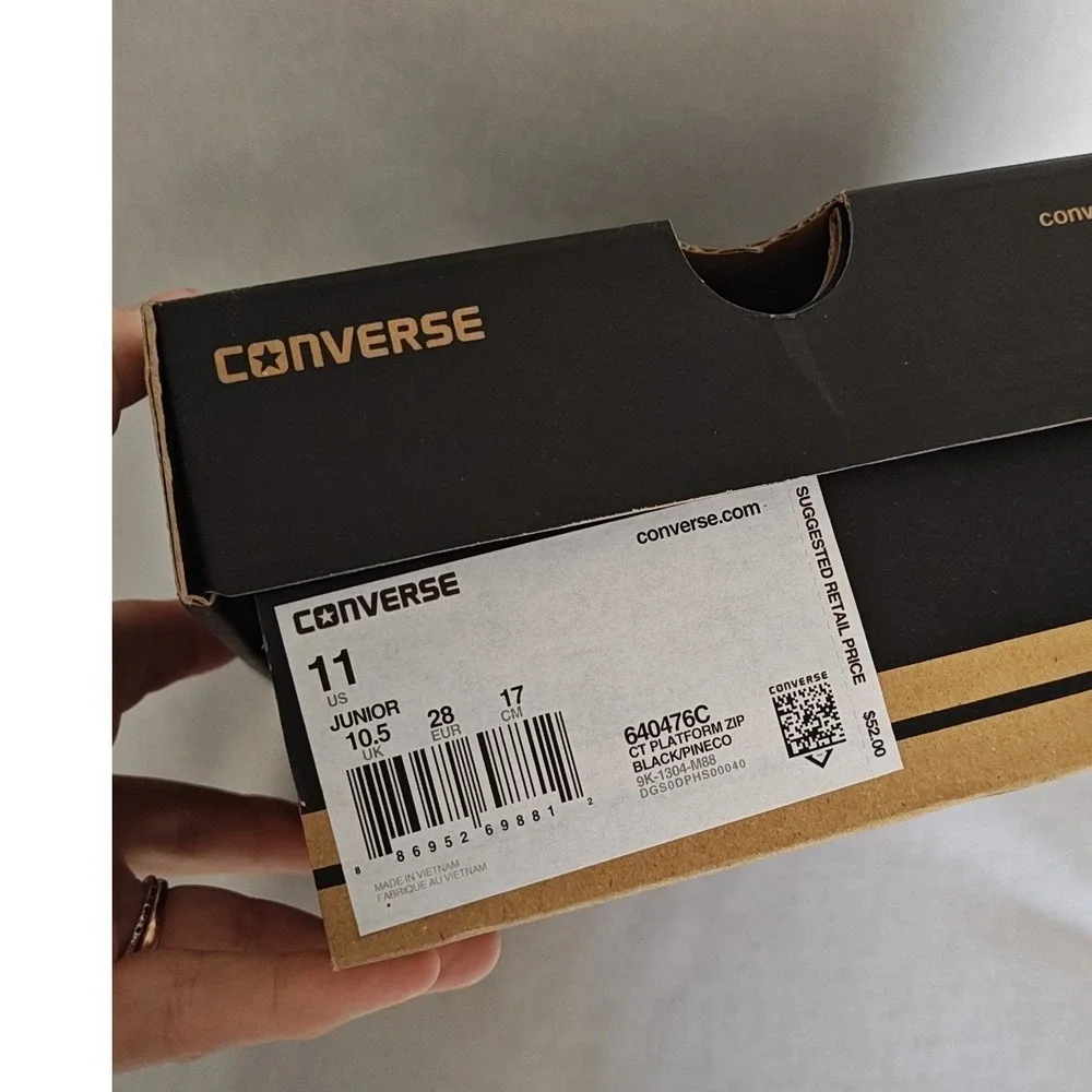 Converse Chuck Taylor All Star Platform Zip Black Leopard Pinecone‎ Kids 11 New